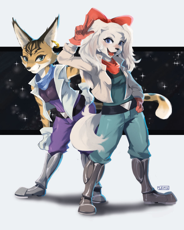 Fay and Miyu - Furry, Art, Purplelemons, Star fox, Miyu