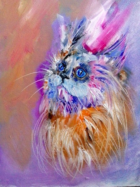 Cat, butter. - My, cat, Oil painting, Painting, Eyes