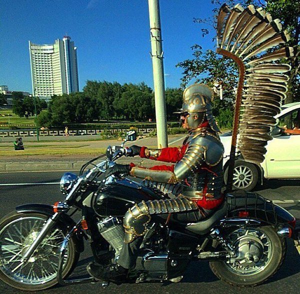 Poland can on the Bike! - Minsk, Bikers, Winged Hussars, Armor, Wings, Cool, The photo, Motorcyclists