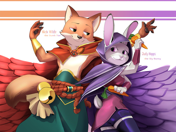 Zootopia and the League - perfect - Zootopia, Nick wilde, Judy hopps, League of legends, Rakan, Xayah, Crossover, Crossover