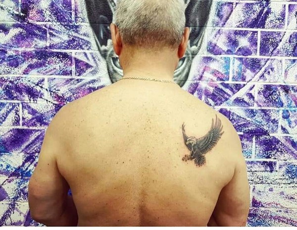 That moment when mom finally let me get a tattoo - Tattoo, Age is not a hindrance, Grandfather, Eagle, Not mine, Longpost