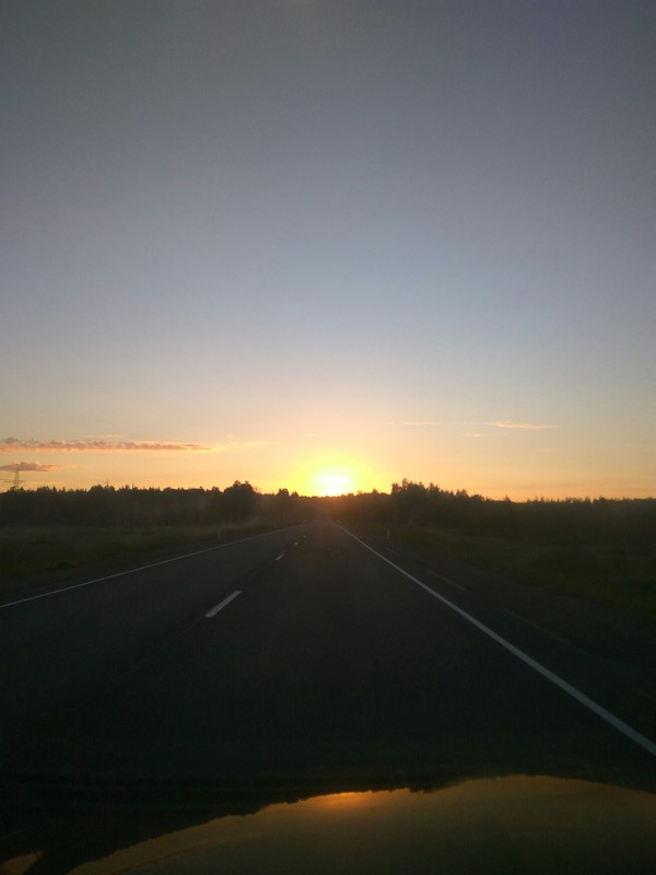 Way home - My, The sun, Murmansk, Road