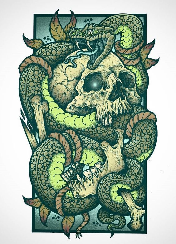 Snakes (a selection of sketches of tattoos) - Tattoo, Tattoo Lovers League, Snake, Scull, Longpost, Sketch