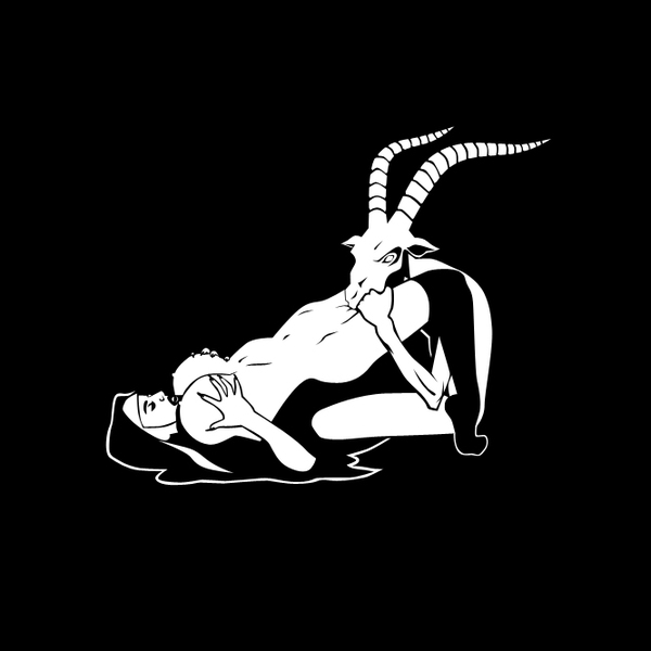 One of my vector works - NSFW, My, Erotic, Sex, Demon, Devil, Vector graphics, Nudity, Nun, Black and white