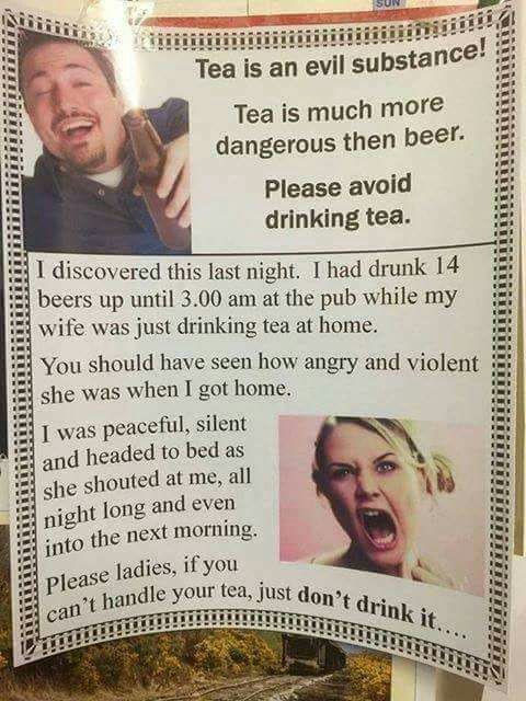 Tea is an evil substance! - Tea, Beer, Food, Products