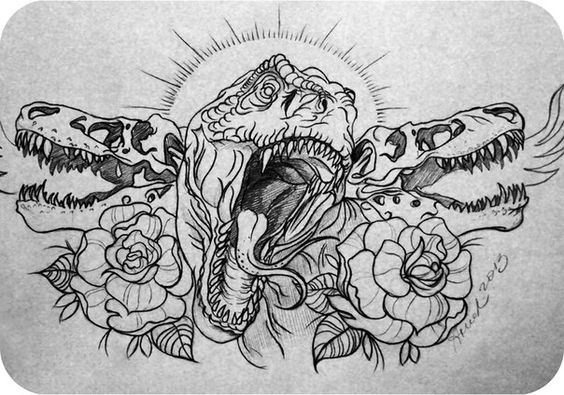 Sketch Collection: Dinosaurs - Tattoo, Longpost, Tattoo Lovers League, Sketch, Dinosaurs, Not mine