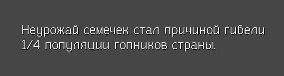 К шокирующим новостям - Семечки, Неурожай, Гопники, Шок, Божественный шрифт