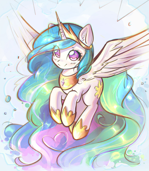 Hover With Me Until We Reach The End - My Little Pony, PonyArt, Princess Celestia, Mirroredsea