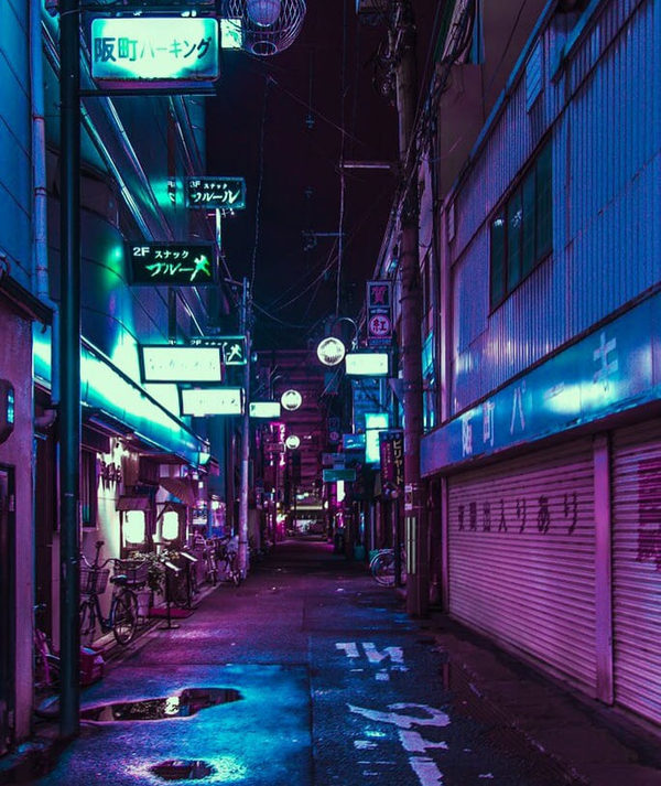 Alley in Japan - Japan, Osaka, Night