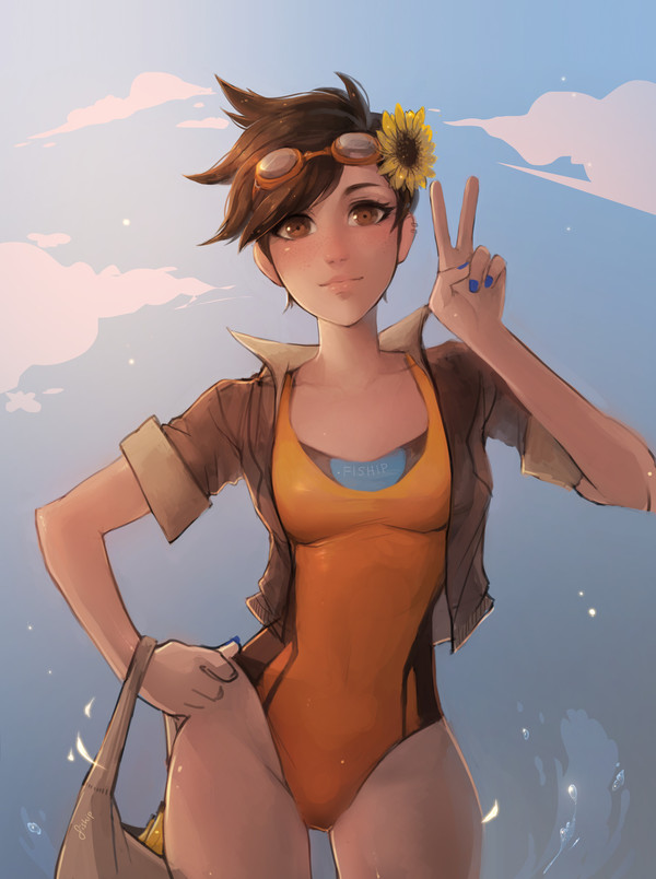 Pool party Tracer and D.va Tracer, Dva, Overwatch, , , Matilda Fiship