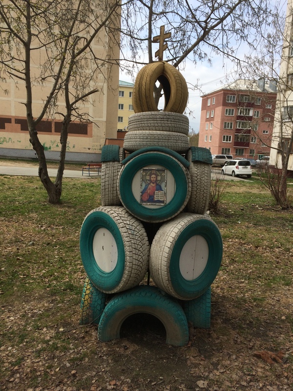 Miracle of the Lord, tires folded into a church! - Images, The photo, Miracle, With your own hands, Sakhalin, Yuzhno-Sakhalinsk, My