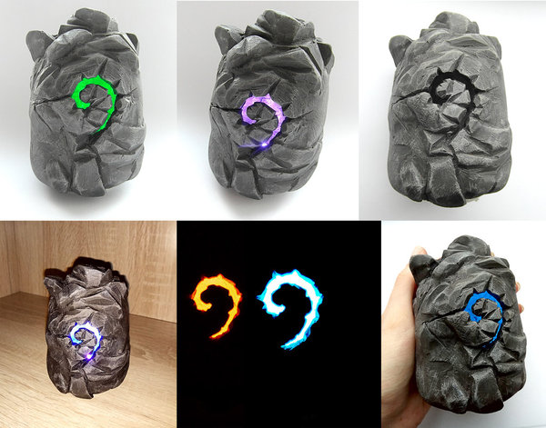 I made a gift with a hearthstone theme for a gamer friend) I hope he will appreciate it) Would you like such a gift? - My, Blizzard, Polymer clay, Hearthstone, Stone, Handmade, Nightlight