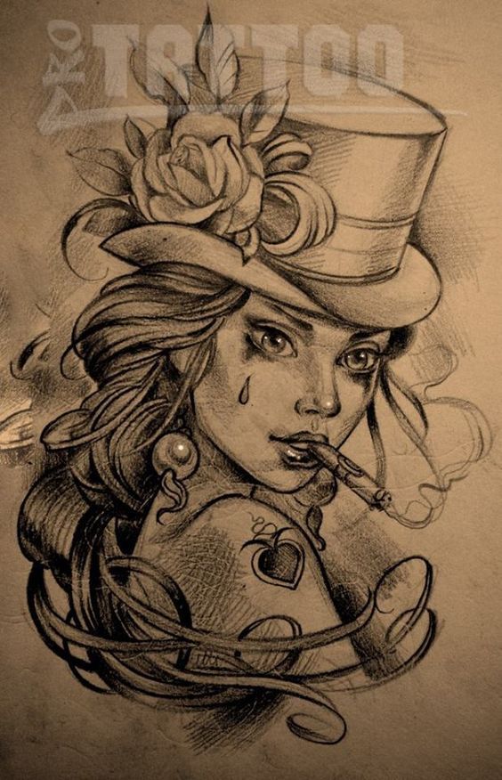 Sketch Collection: Girls - Tattoo, Longpost, Tattoo Lovers League, Girls, Not mine, Sketch