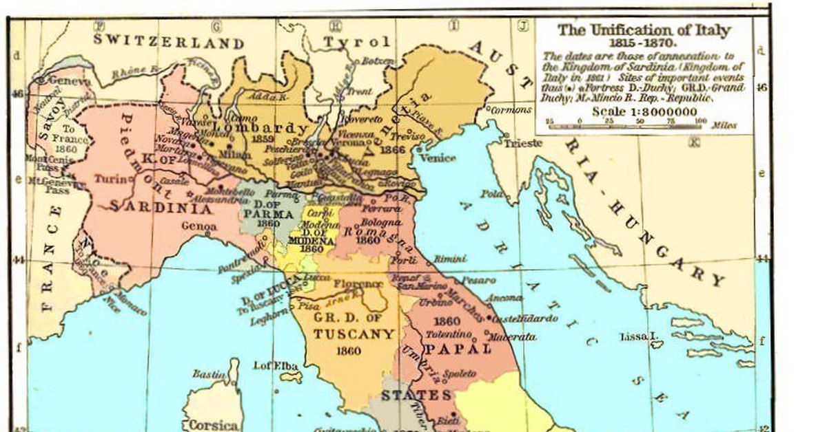 Карта италии 19 века
