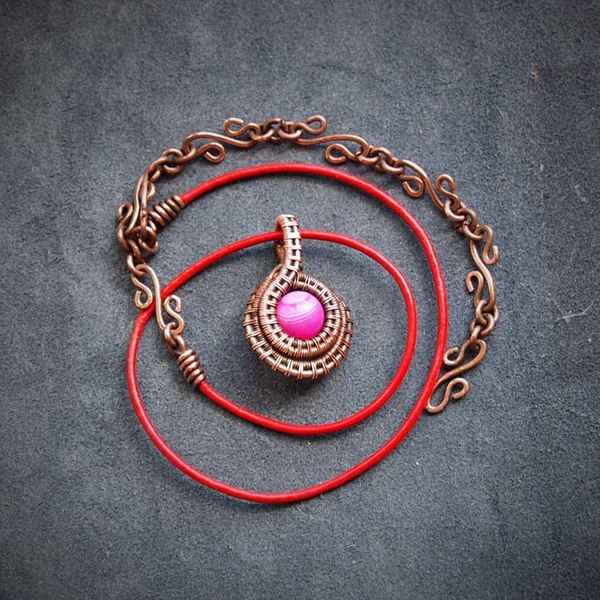 Pendant Pink pearl - My, Copper jewelry, Handmade decorations, Pendant, Suspension, Presents, , Decoration