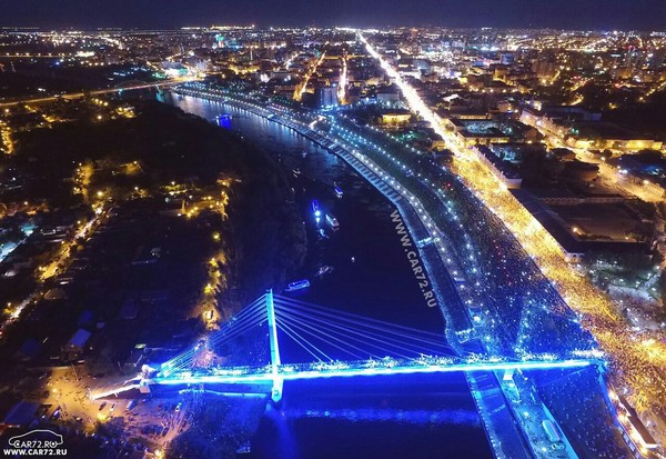 Tyumen. 431 - Tyumen, Traffic jams, Firework, , Holidays, Longpost, Bridge