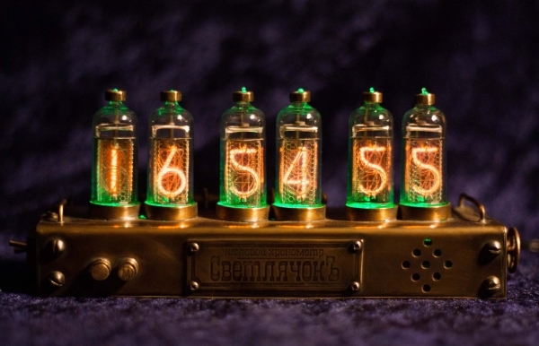 NIXIE tube clock on IN-14 - My, Nixie clock, Lamp clock, Steampunk, Longpost