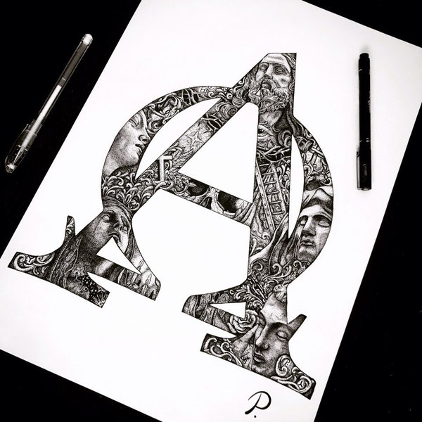 Alpha/Omega - My, Dotwork, , Pen drawing, Pointillism, Graphics, Creation, Art, Symbolism