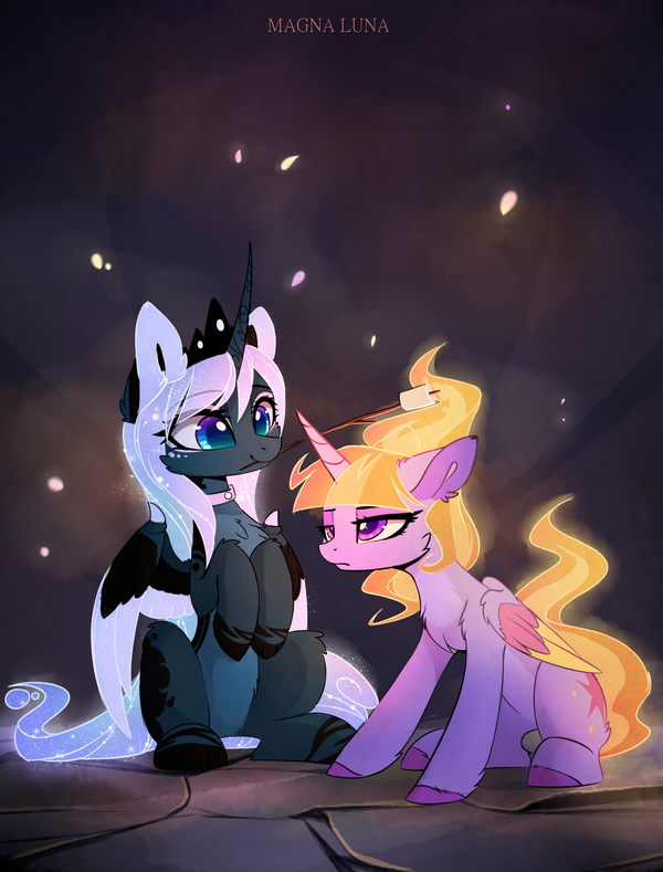 Campfire - My Little Pony, PonyArt, Twilight sparkle, Princess Luna, Magnaluna