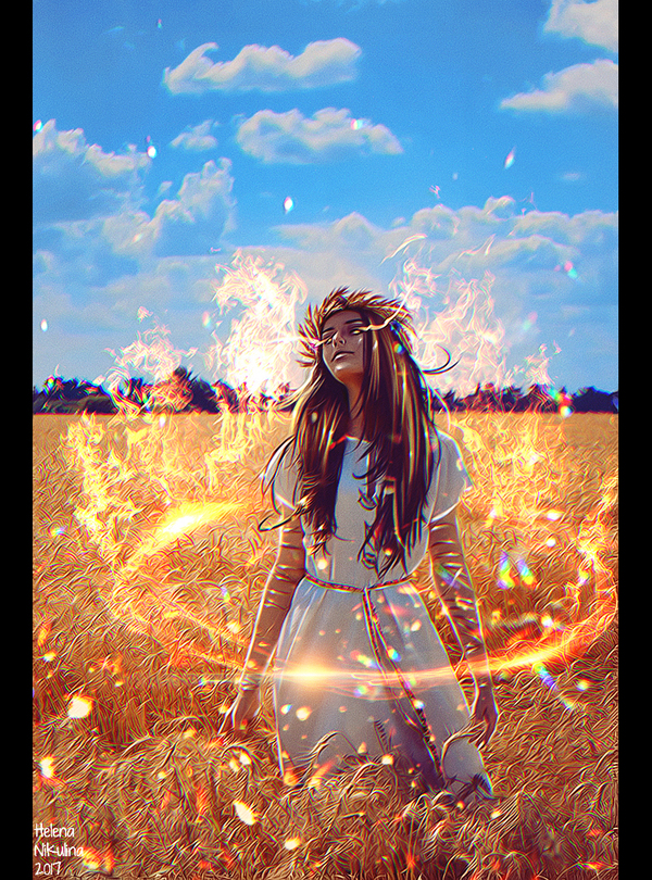 Lady Midday. - My, Art, Elena Nikulina, Female, Noon, Summer, Fire, Heat, Slavic mythology, Women