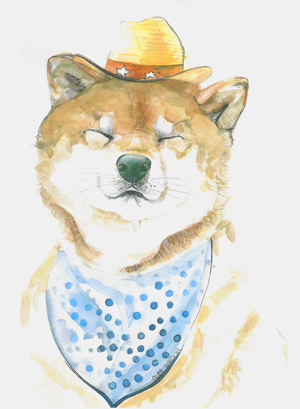 Shiba Inu Sheriff - , , Watercolor, , Dog, Shiba Inu, My