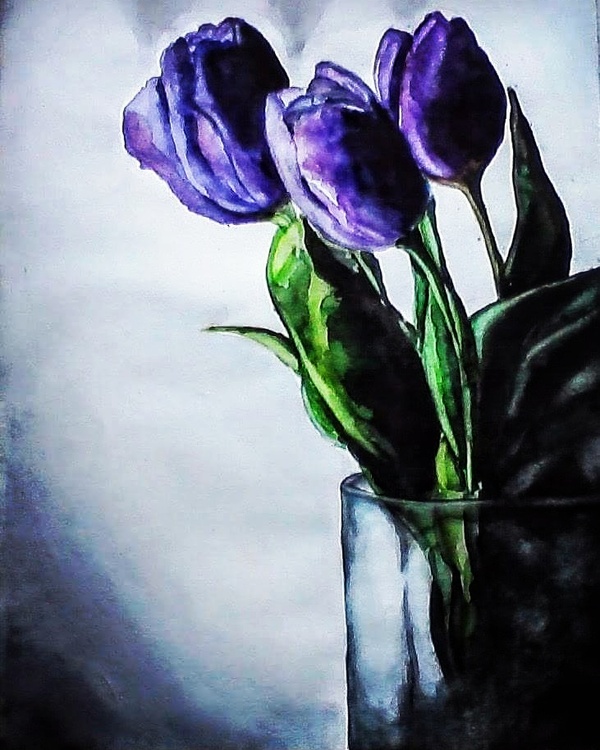 Tulips - My, Drawing, Watercolor, Flowers, Plants, Nature, Art, My