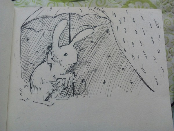 Slightly infantile sketch - My, Painting, Liner, Rabbit, Sketch, Sketchbook, Sketch