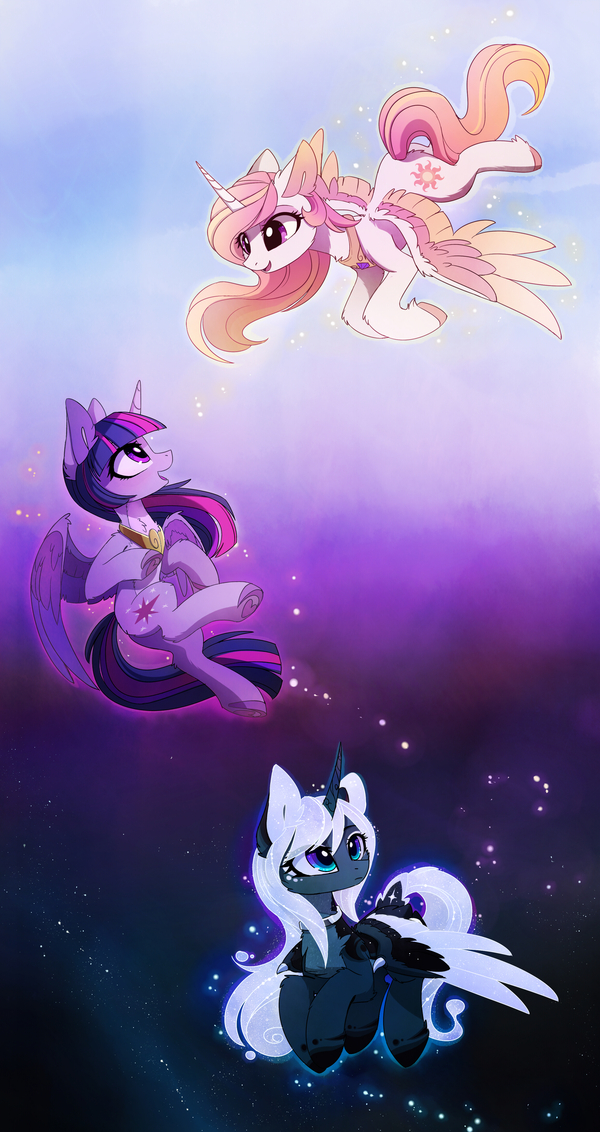 Light-Harmony-Darkness - My Little Pony, PonyArt, Princess Celestia, Twilight sparkle, Princess Luna, Magnaluna