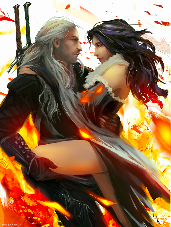 The witcher - My, Witcher, , Geralt of Rivia, Yennefer, Deviantart, Art, 2D, Digital