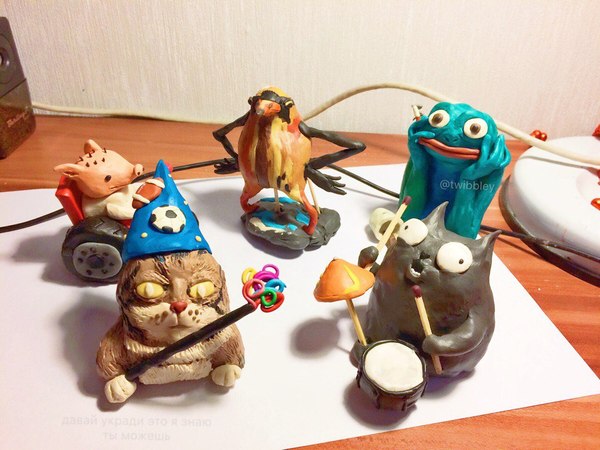 Vzhuh - Plasticine, Memes, Лепка, Vzhuh, So blet, Pepe, Piglet Peter, Standup Cat