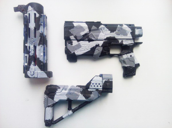 Painting Nerf Retaliator in urban camouflage - My, Nerf, With your own hands, Painting, Weapon, Camouflage, Video, Longpost