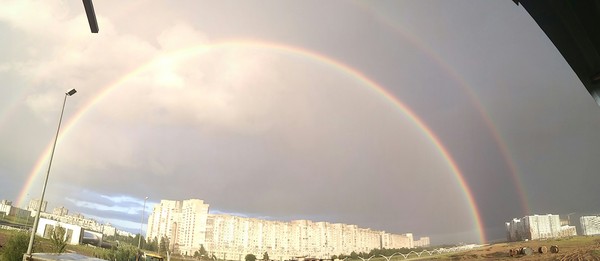 Люблю  я фотографировать радугу - Моё, Санкт-Петербург, Двойная Радуга, Радуга, Фотография, Панорама