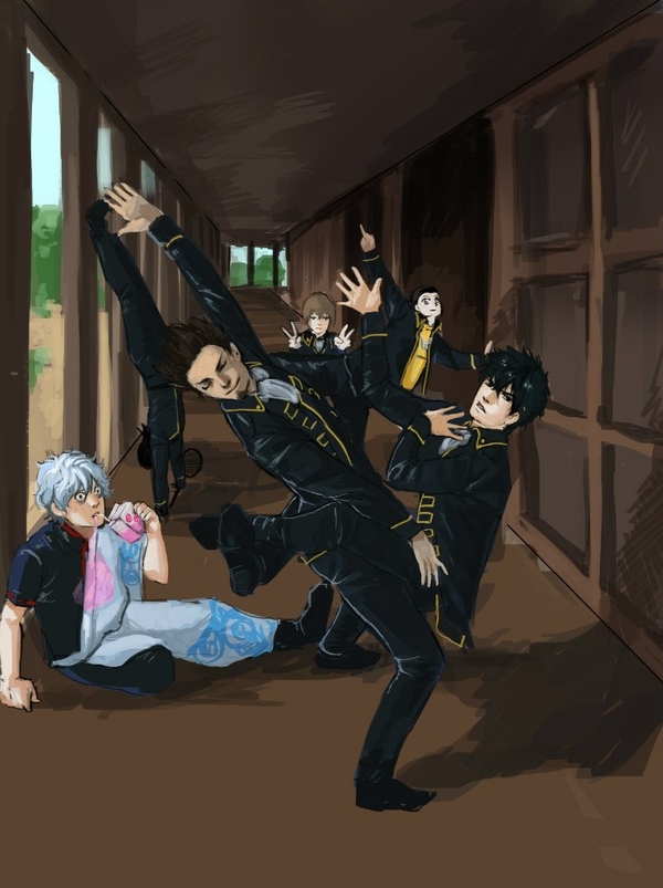 GINTAMA - Gintama, Gintoki Sakata, Okita sougo, Hijikata Toushirou, Kondou Isao, Anime art, Anime