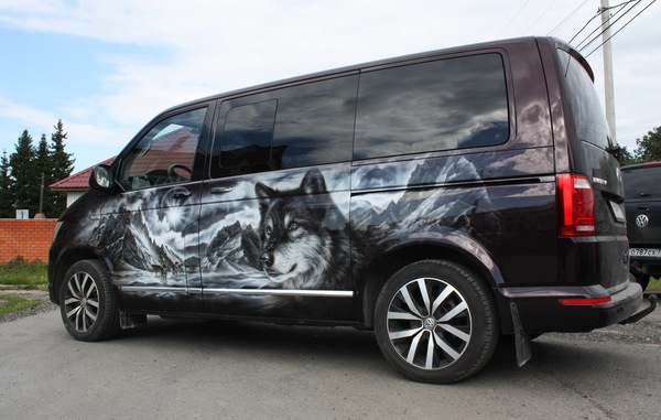 Wolves on the Multivan. - My, Volkswagen, Airbrushing, Tyumen, Art, Tyumenaero, Longpost, Volkswagen Multivan