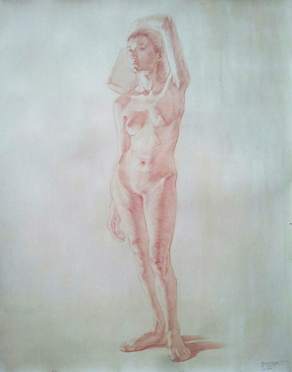 Drawing of a nude girl - NSFW, My, Drawing, Sanguina, Girls, Sokano, Nudity, Graphics, Academic Drawing, Longpost
