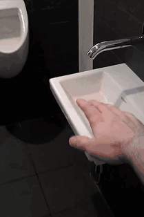 Flawlessly designed - Tap, Tap water, Water, Wash basin, Crooked hands, Surprise, GIF, Toilet