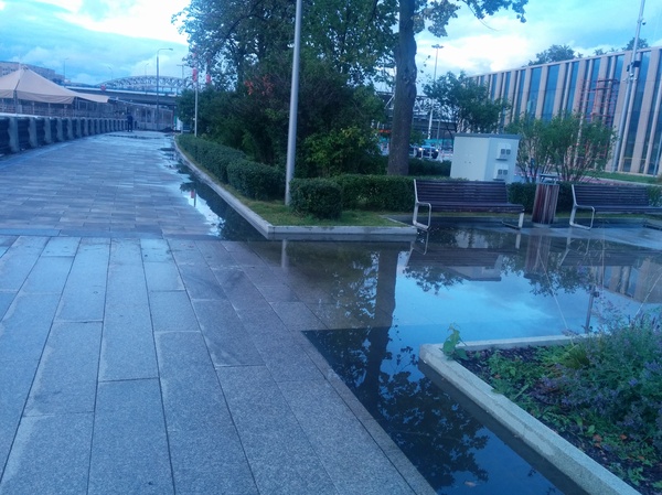 Embankment in Luzhniki after a light rain. - My, Luzhniki, Gutter, After the rain