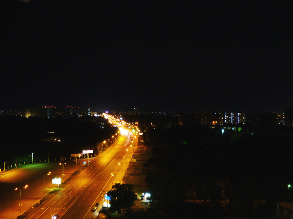 City night lights - My, Night, Road, Light, Lights, Night city
