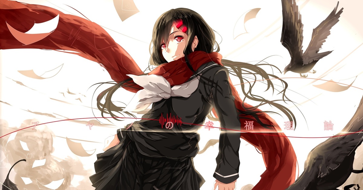 Anime girl with red scarf