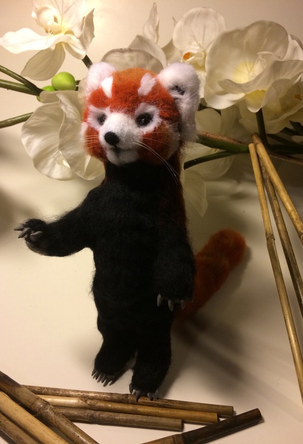 Red panda. Dry felting. - Red panda, Wool, Handmade, Dry felting, Needlework, My, My, Longpost, Interior toy, Handmade