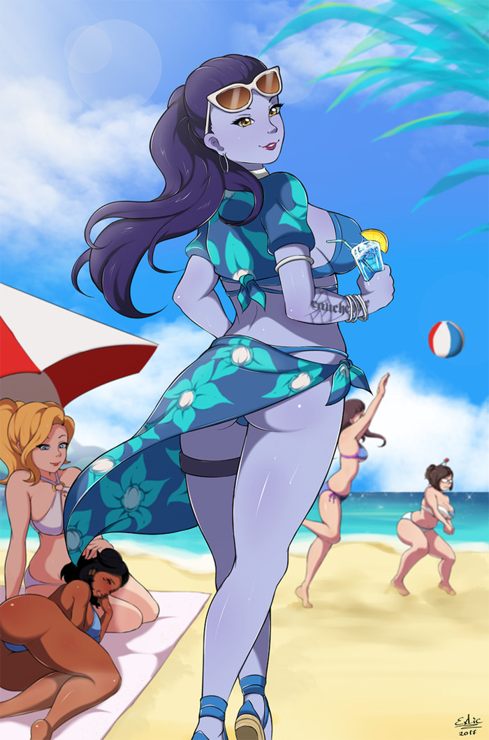 Beach - NSFW, Widowmaker, Mersy, Mei, Dva, Pharah, Overwatch