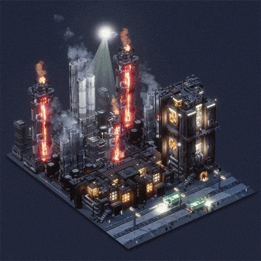 Градостроительная киберпанк- стратегия Industries of Titan Voxel, Industries of Titan, Стратегия, Киберпанк, Гифка