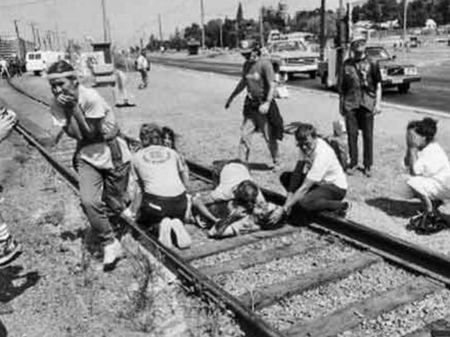 The Brian Wilson Story. - Activists, Protest, USA, Railway, 1987, Longpost