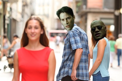Are you listening to me, Neo? Or are you looking at the girl in the red dress? - Matrix, Neo, Morpheus, Memes