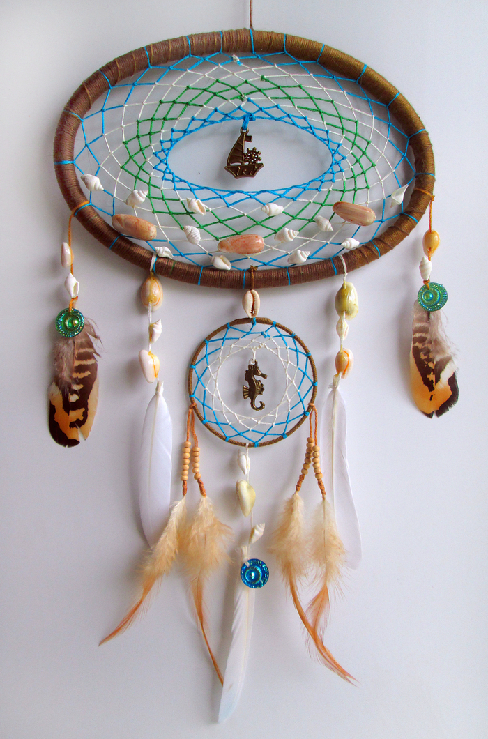 Dreamcatcher Bounty - My, Creation, Dreamcatcher, Permian, Sea, Handmade, Unusual gifts, Needlework without process, , Longpost