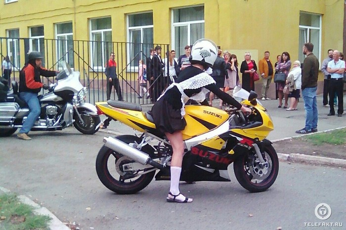 Ordinary Chelyabinsk schoolgirl - School, September 1, Motorcycles, Bikers, Chelyabinsk, Honestly stolen, Moto, Motorcyclists