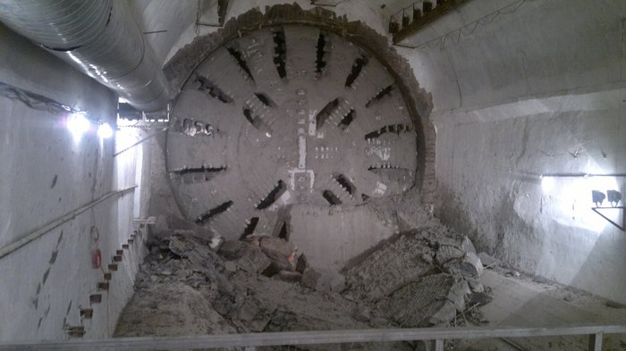 Exit of the tunneling shield Nadezhda - Mine, My, Building, Saint Petersburg, Metro, Longpost, Video, Subway, Metrostroy