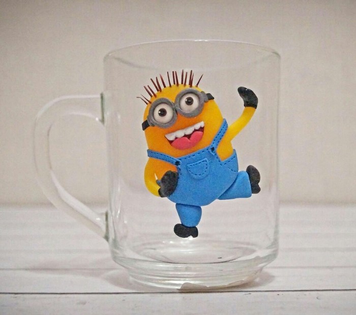 Dancing Minion - My, Minions, Despicable Me, Mug with decor, Presents, Polymer clay, Needlework without process
