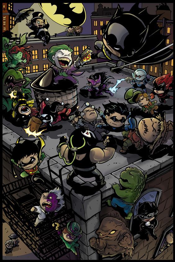 Gotham at night - Robin, The Riddler, Bane, Catwoman, Joker, Batman, Comics, Dc comics