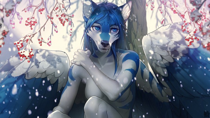 The charm - Furry, Art, Wildering, Snow, Winter, Wings